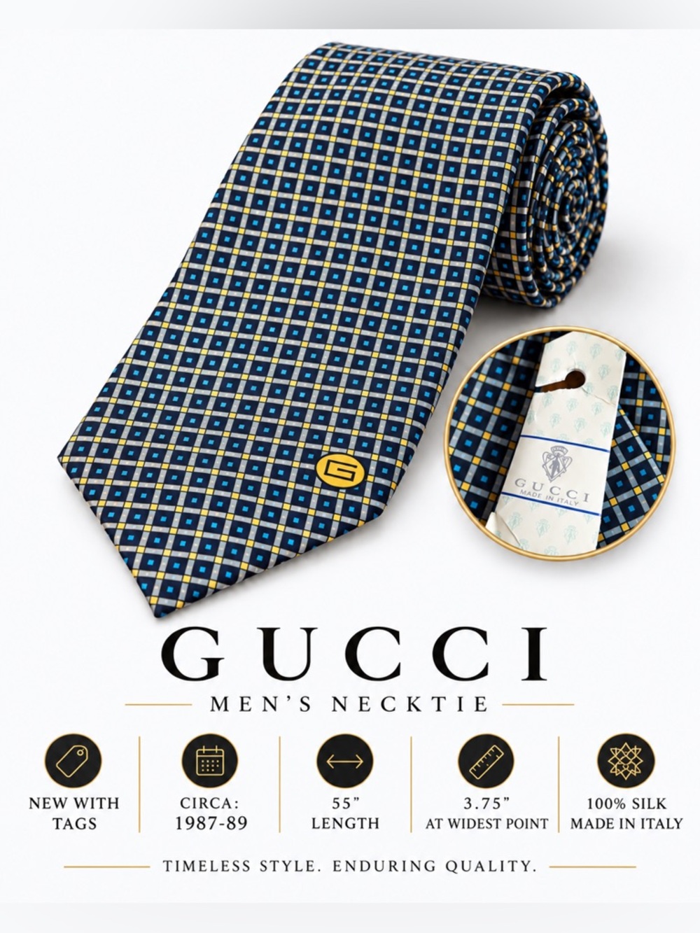 NWT Gucci Vintage Silk Geometric Tie
